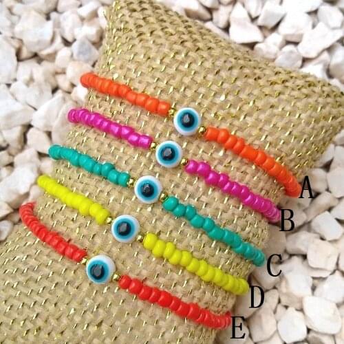 Go2Boho Beaded Bracelet For Women Turkish Evil Eye Bracelets Charms Boho Jewelry Summer Greek Eye Beads Braclet Birthday Gift