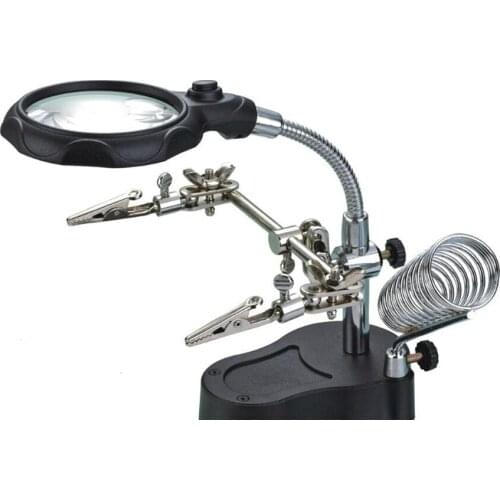 HD with LED lights 10 times magnifier iron 36pcs a bag , welding multifunction desktop maintenance magnifying glass, electric ir