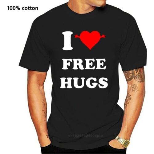 Hipster Newest Letter Print MenS I Love Free Hugs Heart Cotton Short Sleeve T Shirts Fashion Anime Tshirt Plus Size