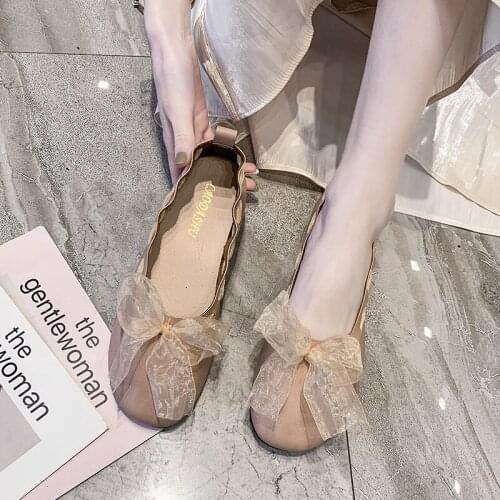 Artistic Bow Flat Shoes Female Fairy Style Model All-match Student Soft Bottom Peas Shoes Women Flat Shoes Womans Shoes