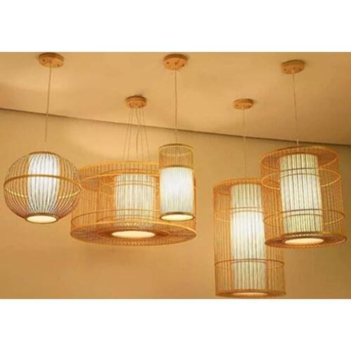 Chinese Pendant Lights Bamboo Living Room Hotel Lobby Restaurant Pendant Lamp Lighting Bedroom Teahouse Hanging Lamps Luminaire