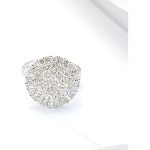 AEAW Natural Diamond 2.27cttw Solid 18k White Gold Round Diamond 1.9ct Light Luxury Diamond Engagement Wedding Ring For Women