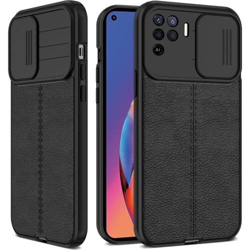 Lychee Pattern Leather Case for Oppo Reno5 Lite F Reno 5 Lite 5F Light Push Pull Camera Protection For Oppo F19 Pro Coque Cover