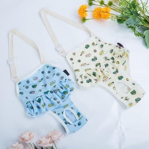 Summer Pet Cotton Sanitary Pants With Suspenders Physiological Pants Jumpsuits Female Underwear Dog Shorts Diaper for Pug Teddy