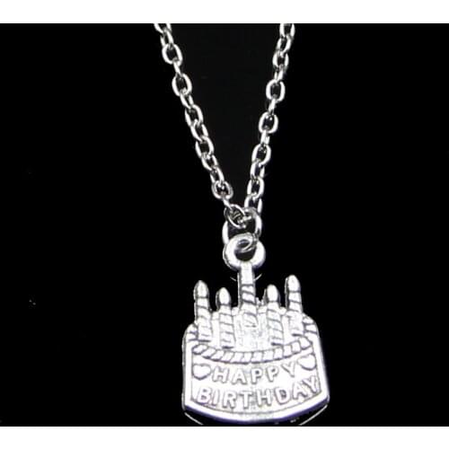 Fashion 18*15mm Birthday Cake Pendant Necklace Link Chain For Female Choker Necklace Creative Jewelry party Gift