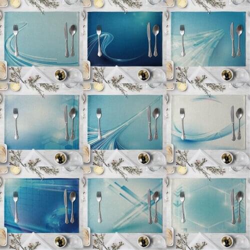 Fashion Print Rectangle Cotton Linen Western Style Table Pad Cut Mats Placemat for Dinner KitchenTable 40x30cm