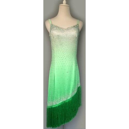 New latin dance costumes sexy senior spandex stones latin dance dress for women latin dance competition dresses S-4XL A17