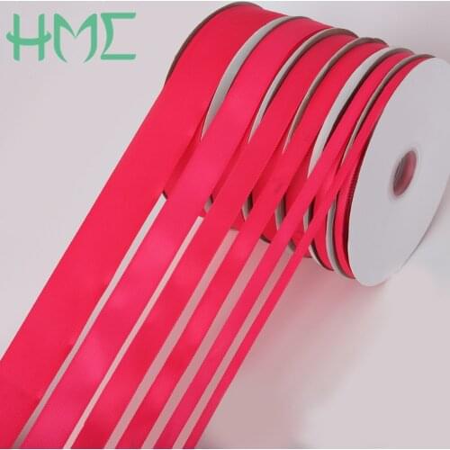 New Arrival Styles 100yards/lot Fuchsia Color Ribbons Mixed Size 7/10/15/20/25/38mm for Gift Wrapping Craft DIY Decoration