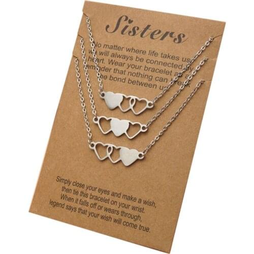 Best Friend Necklace Sister Necklace Suitable for 3 BFF Matching Heart Pendants Long Distance Friendship Jewelry T84A