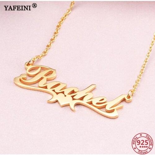 YAFEINI Customize Name Necklaces 925 Sterling Silver DIY Name Necklace Pendants Personalized Letter Necklaces Moms Gift Jewelry