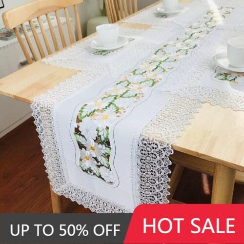 Easter Lace Little Daisy Tablecloth Coffee Table Tablecloth European Table Runner Pillow Cushion lace tablecloth embroidered ta