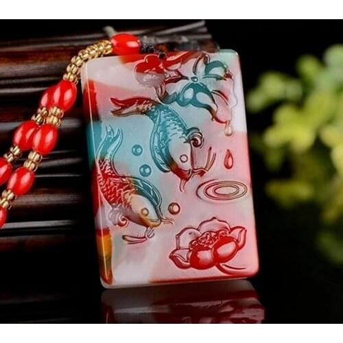 Natural Colorful Jade Hand-carved Fish Pendant Fashion Boutique Jewelry Men and Women Models Have Fish Necklace Gifts Every Year