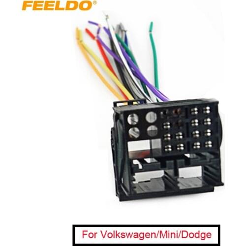 FEELDO 1PC Factory Radio Stereo Installation Reverse Male Wire Wiring Harness Plug RCD510/310 For Audi/BWM/Volkswagen/Mini/Dodge