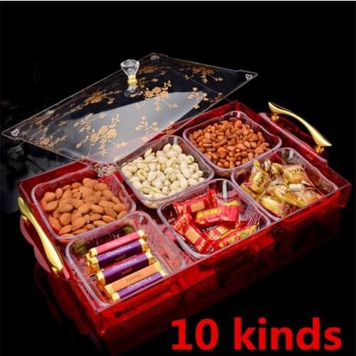 Golden gold Candy Nuts transparent Box Cover European Creative Snack tray Melons Seed Acrylic household Sugar Packed Fruit Plate