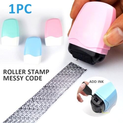 1PC Roller Stamp Messy Code Security Stamp Roller Portable Self-Inking Identity Theft Protection Roller Stamp