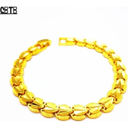 Romantic and Fashionable Womens Wedding Anniversary Jewelry Accessories 24K Gold Heart Shaped Muslim Islamic Bracelet
