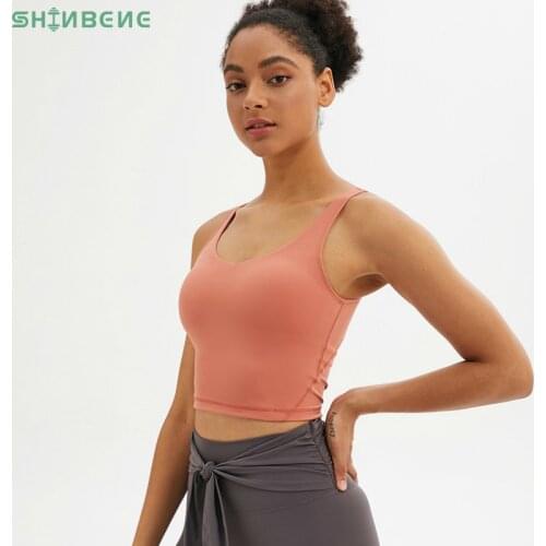 SHINBENE ESSENTIAL Plain Yoga Fitness Gym Crop Top Sports Bras Women Anti-sweat Padded Push Up Workout Athletic Bras Crop Tops
