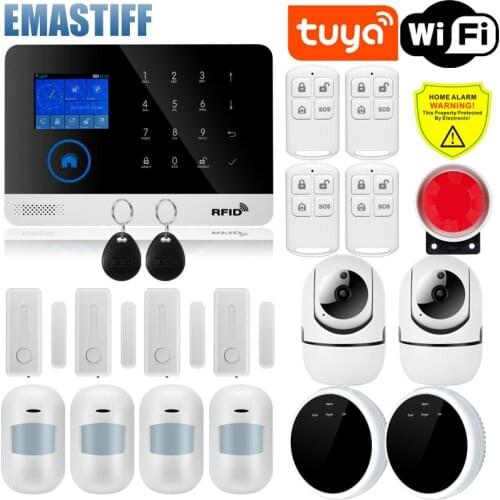 Tuya Smart WiFi GSM Home Security Alarm System 433MHz Wireless Burglar Alarm Kit Works With Alexa Google APP Remote Control