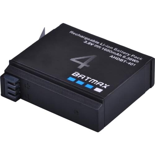 1Pc 1680mAh Gopro Hero 4 Battery Replacement Li-ion Rechargeable Battery for GoPro HERO4 GoPro AHDBT-401 Action Camera Bateria