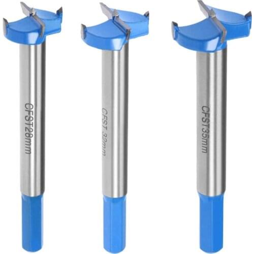 16mm/0.63"-35mm/1.38" Carbide Hinge Boring Forstner Drill Bit, 11mm Shank, 5-Inch Length -Pack of 2