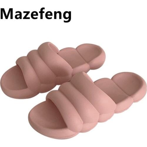 Mazefeng New Slippers Women Summer Flip Flops Indoor House Couples Home Bathroom Non-slip Soft Tide To Wear Slippers Flat Shoes
