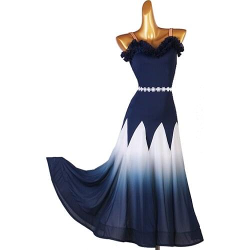 Navy Blue Ballroom Gown Dresses Viennese Waltz Dresses Modern Dance Standard Ballroom Dance Dress For Women Dance Costumes Dress