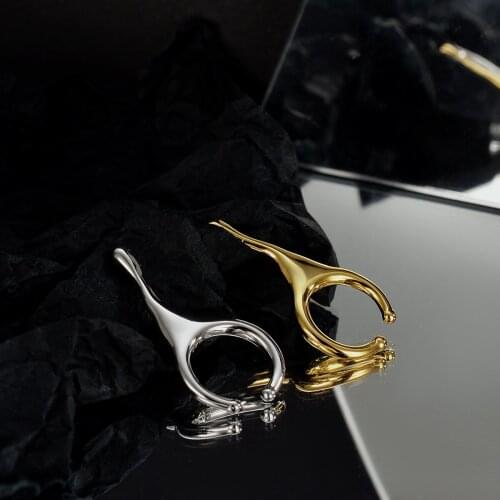 ONLY 1PC real. Authentic 925 Sterling silver Irregular Waterdrop Clip on Cuff Earrings (No pierced) ear-Bone