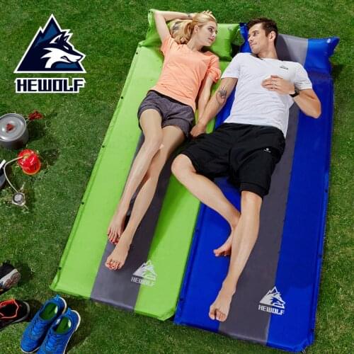Hewolf Outdoor Camping Mat Automatic Inflatable One Person Splicing Widening Sleeping Mat Tent Dampproof Mat Camping Picnic Trip