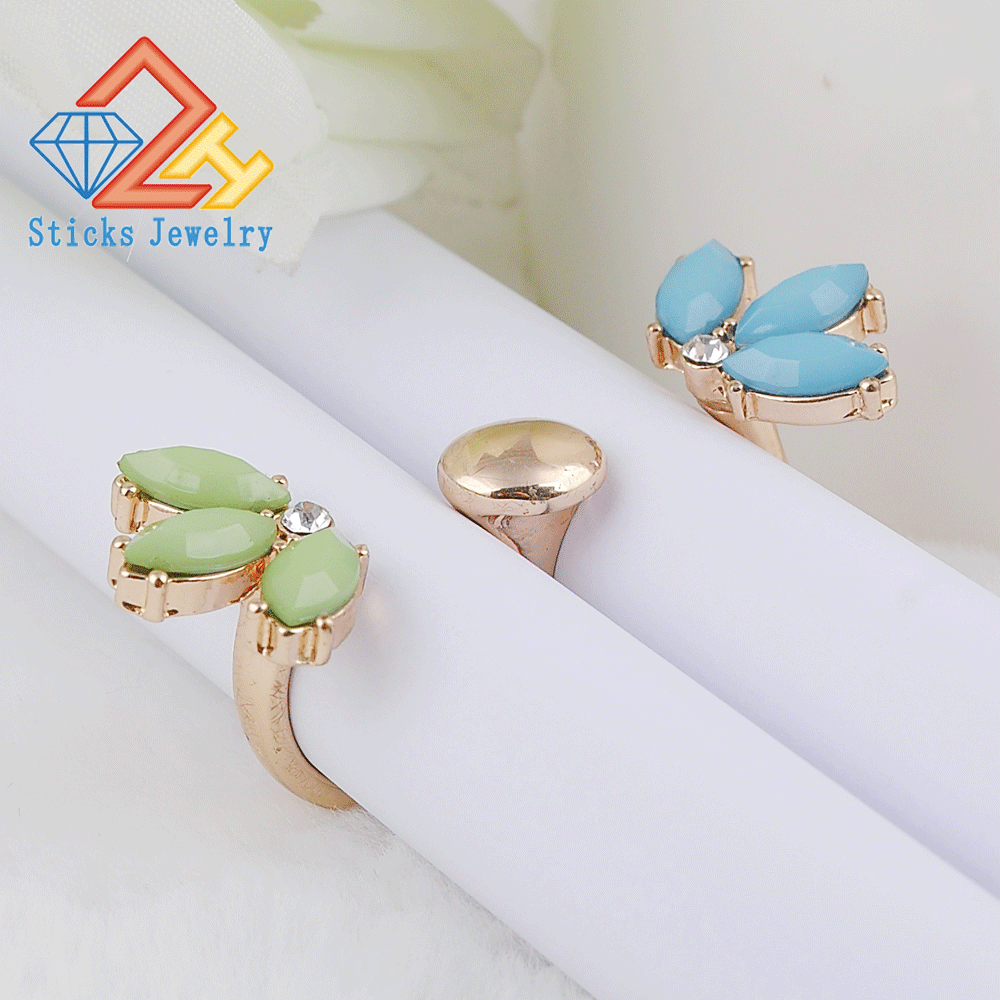 Crystal Double Finger Rings for Women Adjustable Two Finger Cuff Open Ring Band Free Shipping