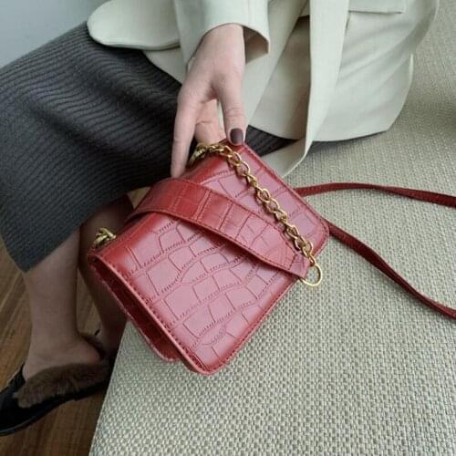 Recommend Fashion Alligator Women Shoulder Bag Chain Strap Crossbody Bags PU Leather Designer Lady Handbags