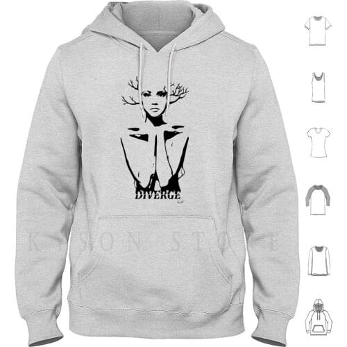 Diverge Hoodie Long Sleeve Woman Black White Diverge Separate Branches Trees Nature Face Beauty Beautiful Body Eye