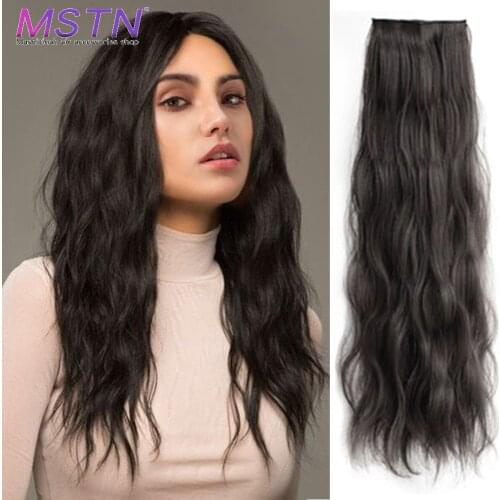 MSTN Three-Piece Ladies Synthetic Long Wave/Water Ripple/Straight Hair Wig Clip In The Hair Invisible Natural Black And Brown