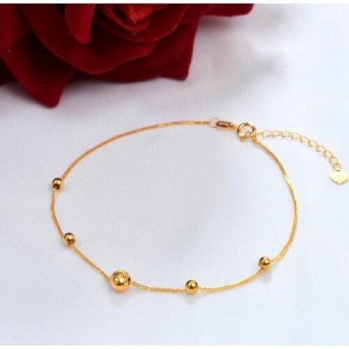 ZHIXI Genuine 18K Gold Bracelet Fine Jewelry Real AU750 Sliding Solid Ball Adjustable Chopin Chain For Women Luxury Gift B513