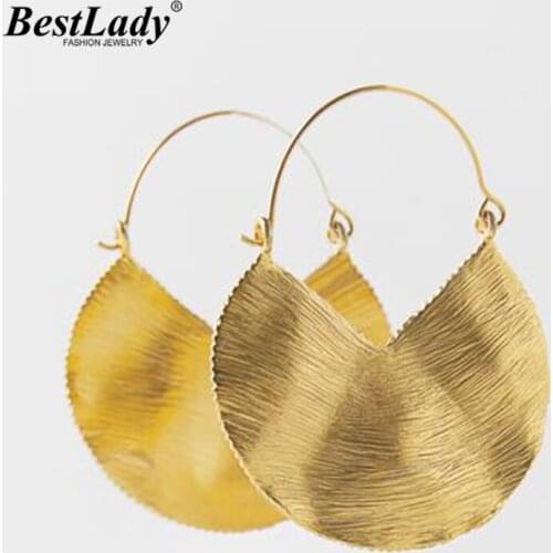 Best Lady Vintage ZA Gold Color Hoop Earrings for Women Trendy Metal Maxi Irregular Drop Earrings Jewelry Party GIifts Wholesale