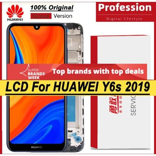 100% Original 6.09'' IPS Display with Frame for Huawei Y6s 2019 LCD Touch Screen Digitizer Assembly Repair Parts+Service Pack