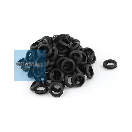 100 x Black Rubber 18mm Open Hole Ring Dual Side Cable Wiring Grommet