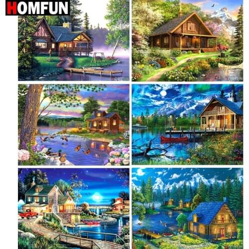 HOMFUN Diamond Painting Full Square/Round Drill 5D DIY " House scenery " Daimond Embroidery Rhinestone Cross Stitch Home Decor