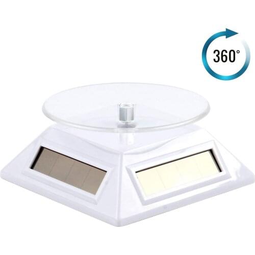 White Solar/Battery Powered Rotating Stand Product Display Art Jewellery Exhibition Photography