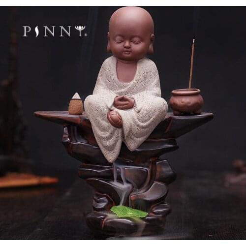 PINNY High Quality Large Bouddha Ceramic Incense Burner Handmade Backflow And Stick Incense Holder Home Decoration Censer