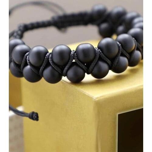 Mens Black Steel Wristband Bracelet