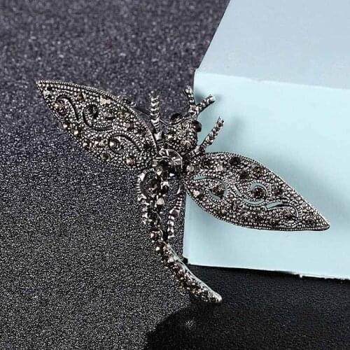 Zlxgirl new arrival gray dragonfly brooches mens Brooches jewelry fashion Christmas gifts statement womens punk Scarf pins