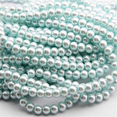 Loose 3mm-10mm Lt Blue Color Fake Pearl DIY Hand Craft Round Glass Imitation Pearl Beads Clothing&Garment Nail Art Decoration