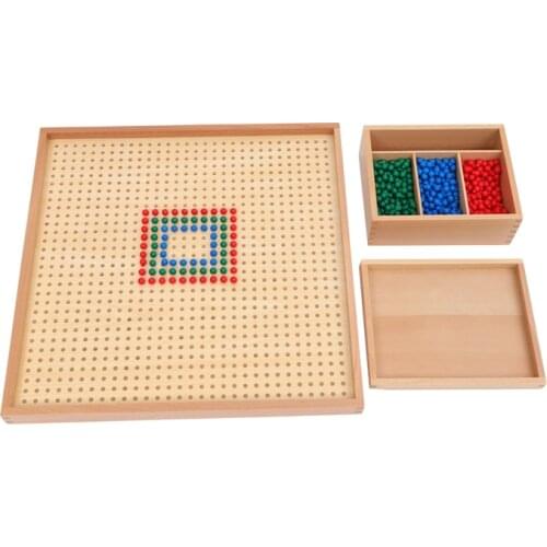 Wooden Peg Board with Plastic Pegs 300 pieces of red, blue and green small heads, 900 wooden holes in the large board