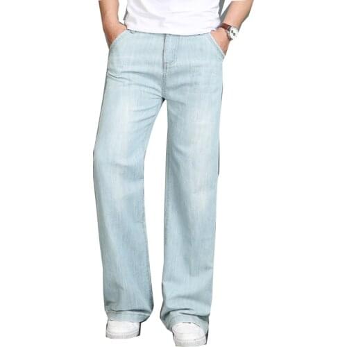 Mens jeans summer new slim large size flared micro pants mens jeans light blue classic jeans plus size 28-34