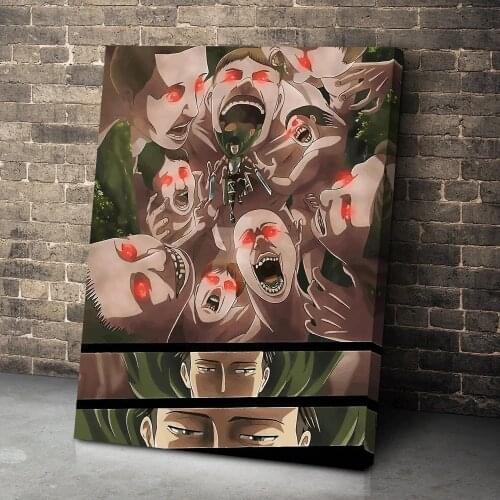 Home Decoration Prints Attack On Titan Anime Monster Red Eye Painting Pictures Wall Art Modular Canvas Poster Bedside Background