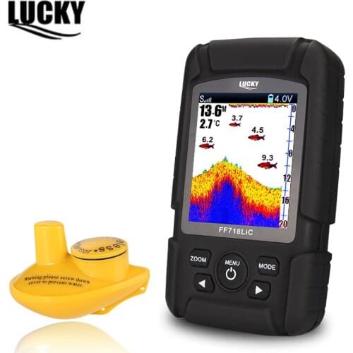 LUCKY ff718LiC-W 2.8'Color Screen Fish Finder Wireless fishfinder Rechargeable Battery 180m Operational Range Waterproof fishing