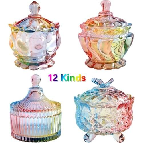 European storage jar colorful glass candy jar jewelry jar jam snack jar small sundry storage jar sugar jar platters trays dishes