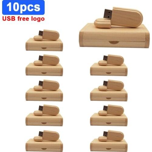 10pcs logo free Usb 2.0 wood Flash Drive Memory Stick 4GB 8GB 16GB 32GB Customized LOGO Usb Flash Drive Friends Company Gifts