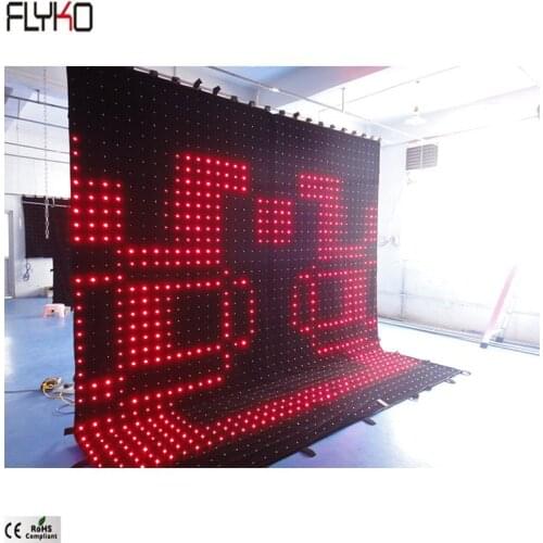 Flyko professional lighting equipment P100mm 4x4m led video curtain concert backdrops stage fashion foldable