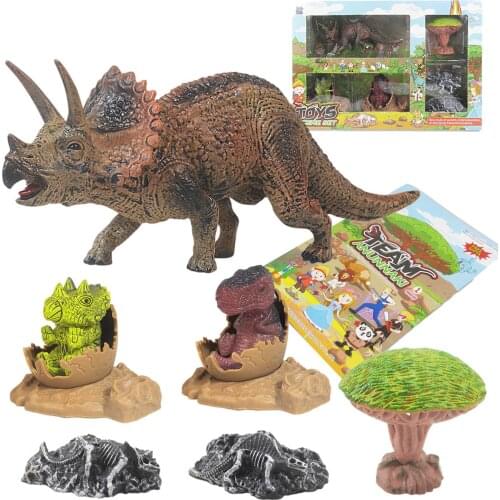Dinosaur Toy Lifelike Innovative Simulation Animal Model Tyrannosaurus 1 Tree 2 Stone Scene Set Dinosaur Egg Shell